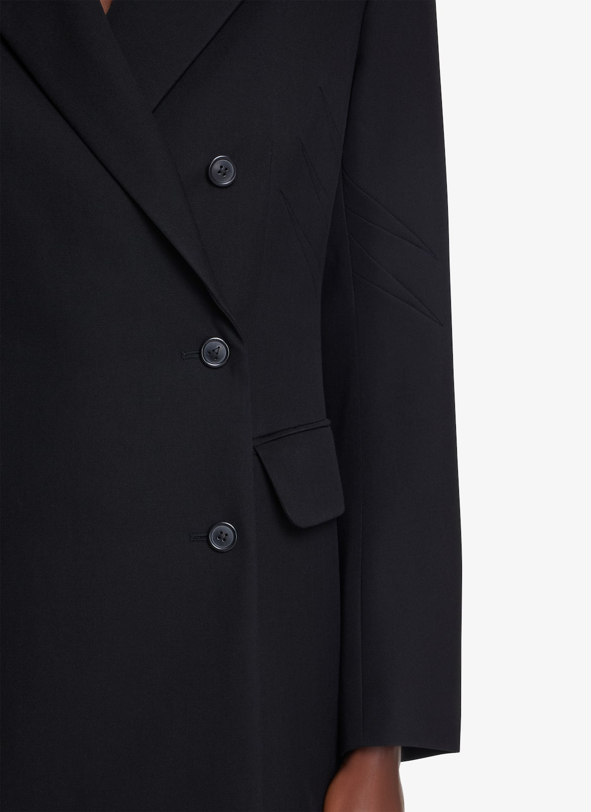 TAILORED DOUBLE-BREASTED WOOL GABARDINE JACKET ALAÏA BLACK TAILORED DOUBLE-BREASTED WOOL GABARDINE JACKET